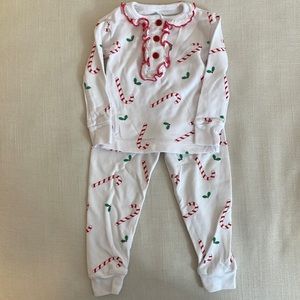 Little English candy cane pajamas.